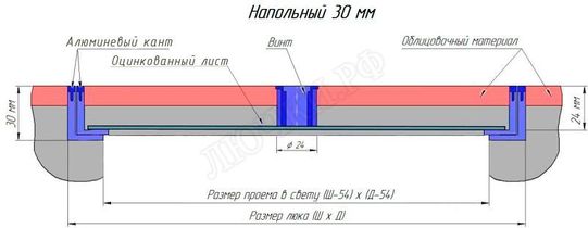 Напольный люк Тритон 30 мм 900*300 Напольный люк Тритон 30 мм 900*300