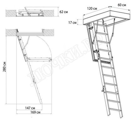 Чердачная лестница Oman Polar Led Glow Plus (с led подсветкой) 600*1200*2800 Чердачная лестница Oman Polar Led Glow Plus (с led подсветкой) 600*1200*2800
